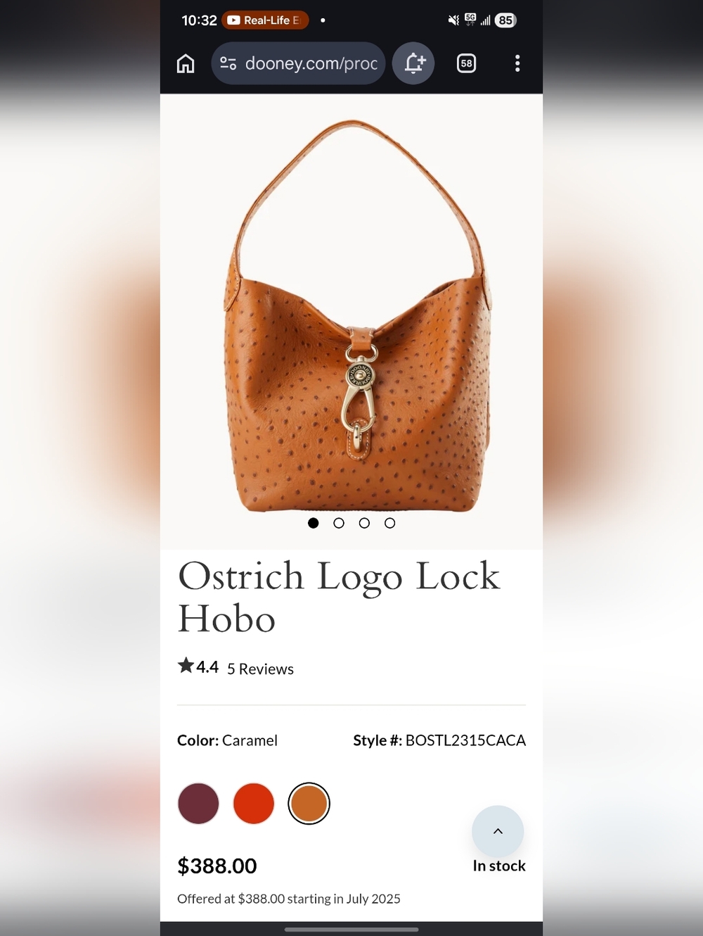 Dooney & Bourke Ostrich Logo Lock Hobo - Picture 3 of 11